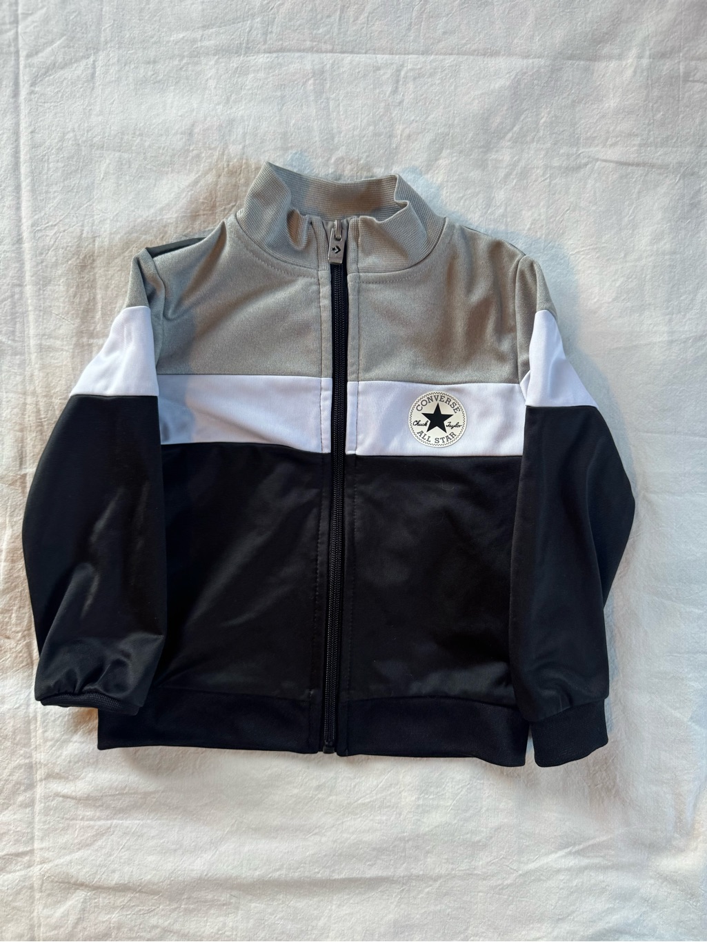 Converse Kids Colorblock Zip Jacket - Gray, White & Black